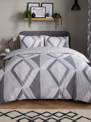Sleepdown Large Diamond Geo Duvet Set in Grey Home at ASDA