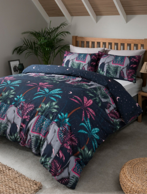 Sleepdown Jungle Elephant Duvet Set in Navy Home at ASDA