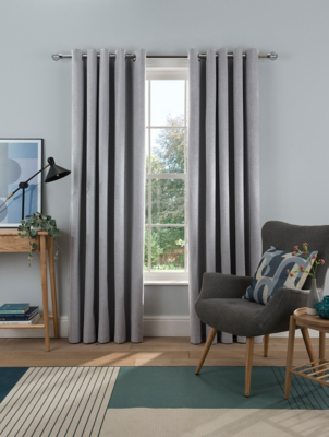 Sleepdown Woven Tonal Fleck Eyelet Blackout Curtains in Silver Home