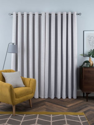 Sleepdown Linen Look Blackout Curtains in Silver Home at ASDA