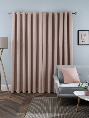 Sleepdown Linen Look Blackout Curtains in Blush Home at ASDA