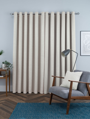 Sleepdown Linen Look Blackout Curtains in Cream Home at ASDA