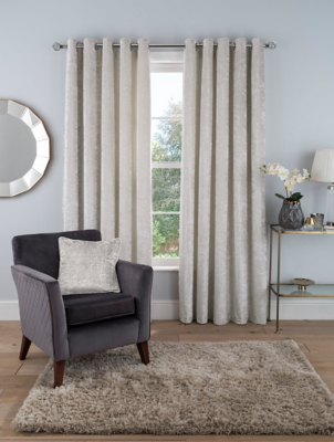 Sleepdown Crushed Velvet Eyelet Curtains in Ivory | Home | George at ASDA
