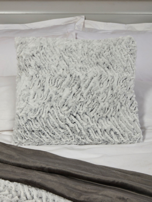 Sleepdown Luxury Tone Tone Faux Fur Filled Cushion Home at ASDA