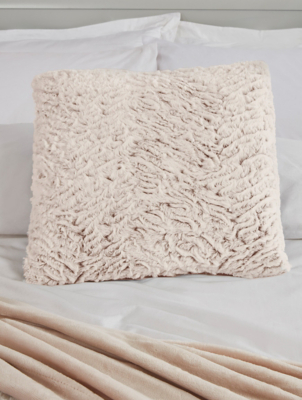 Sleepdown Natural Two Tone Faux Fur Cushion Home at ASDA