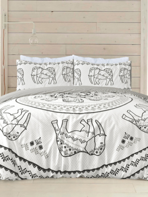 Sleepdown Tribal Elephant Duvet Set in Natural Home at ASDA