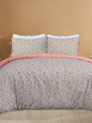Sleepdown Ditsy Floral Duvet Set with Ties in Orange Home at