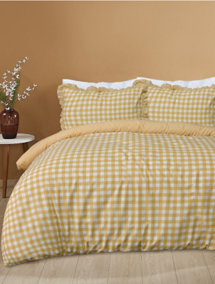 Sleepdown Gingham Ruffle Duvet Set Home at ASDA