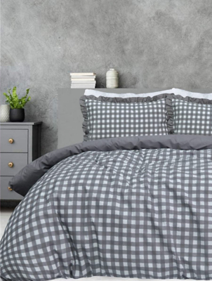 Sleepdown Gingham Ruffle Duvet Set Home at ASDA