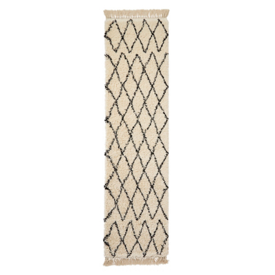 George Black & White Think Rugs Boho Shaggy Moroccan Runner Extra Large