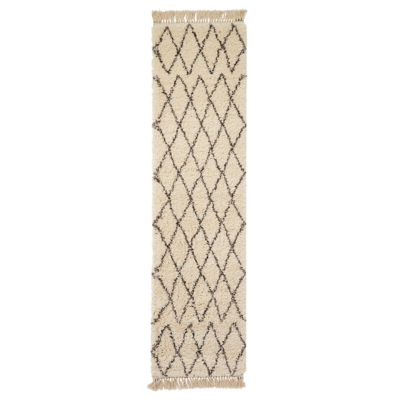 Boho Cream and Grey Runner (60cm x 230cm) - One Size / Cream
