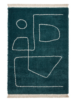 Think Rugs Boho Shaggy Green Abstract Rug | Home | George at ASDA