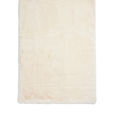 Think Rugs Super Teddy Ivory Rectangle 060 x 120cm Polyester Plain Shaggy, Cream