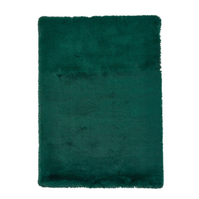 Think Rugs Super Teddy Jewel Green Rectangle 150 x 230cm Polyester Plain Shaggy, Cream