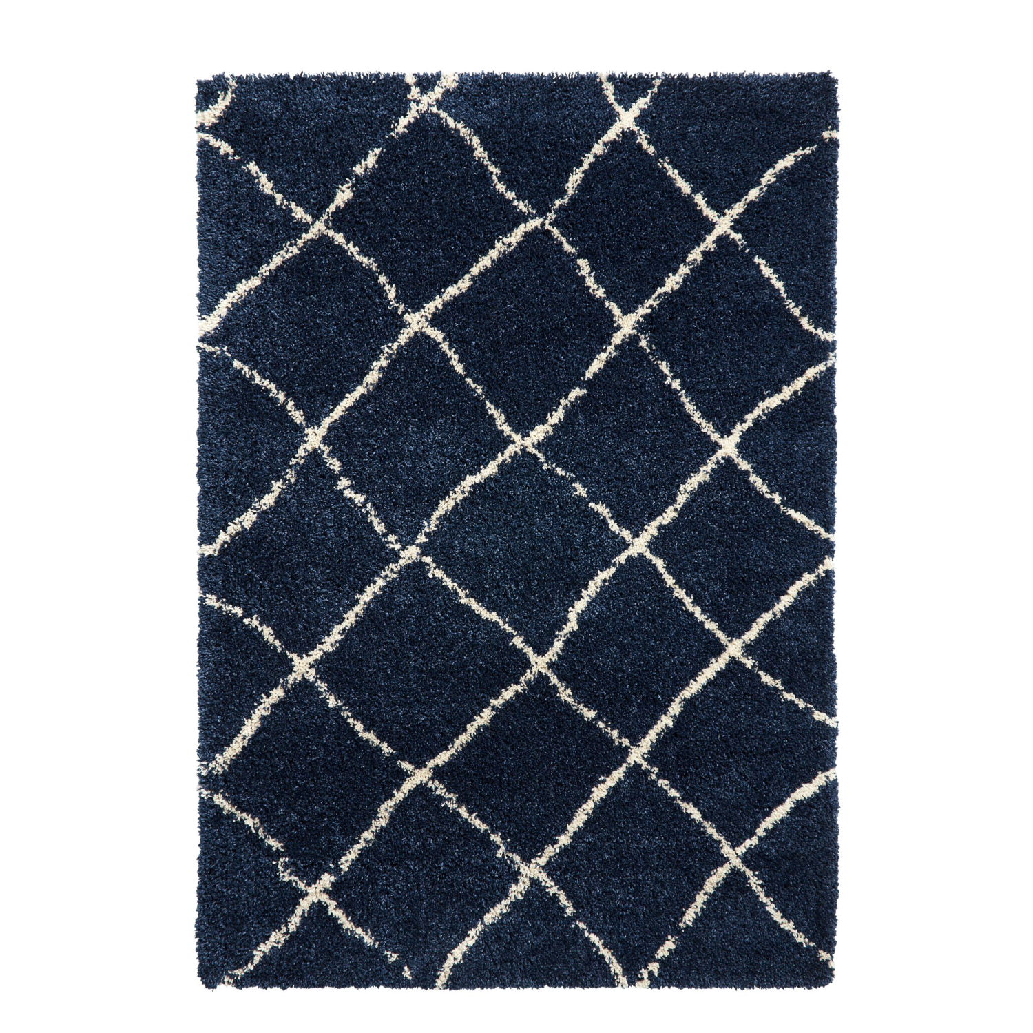 George Navy Think Rugs Scandi Berber Style Shaggy Rug