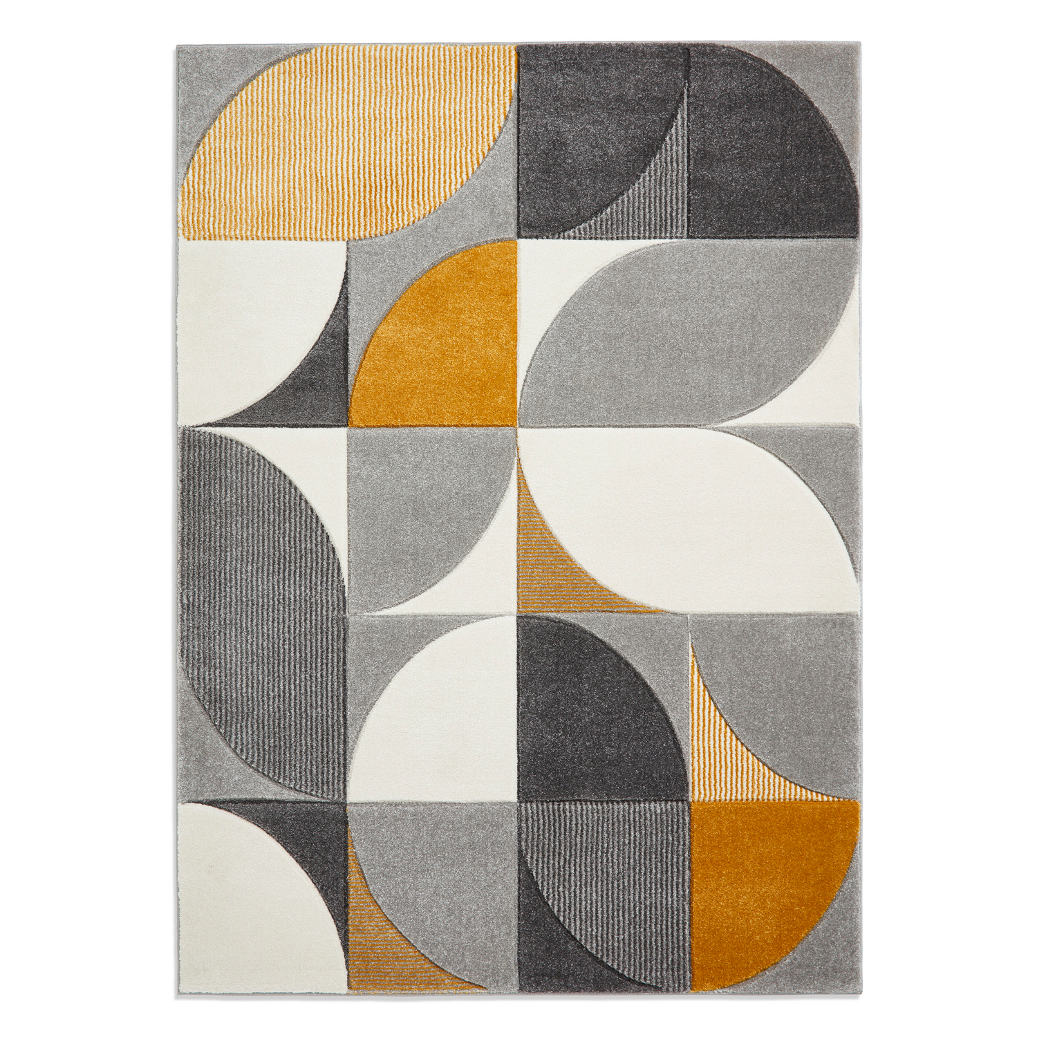 George Yellow & Grey Think Rugs Matrix Modern Hand Carved Rug