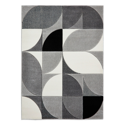 Think Rugs Matrix Modern Grey & Black Hand Carved Rug