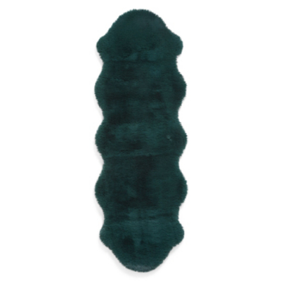 Think Rugs Super Teddy Jewel Green Sheepskin 060 x 180cm Polyester Plain Shaggy Double Sheepskin, Cream