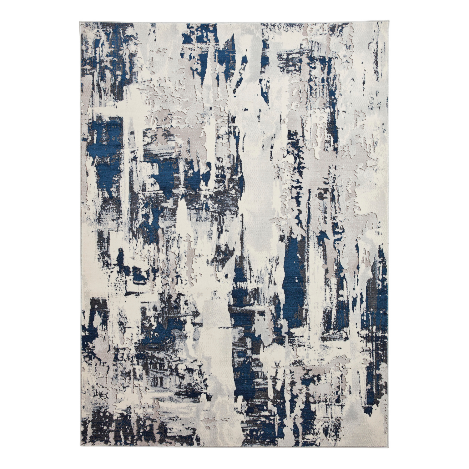 George Dark Blue Think Rugs Apollo Distressed Metallic Rug
