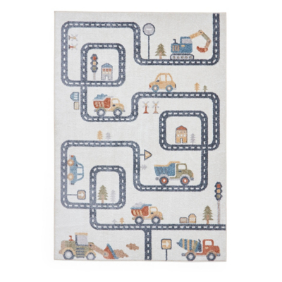 Vida Kids Road Map Recycled Rug - 80x150 / Cream