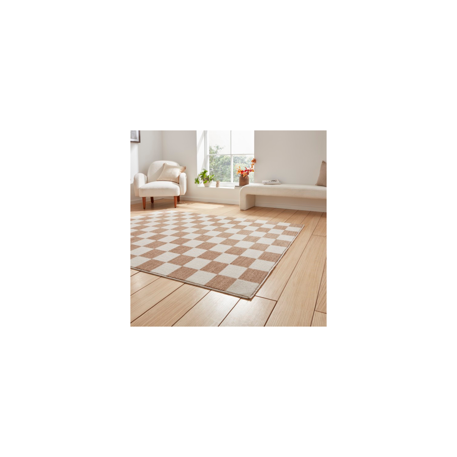 George Beige Think Rugs Baltimore Checkerboard Rug