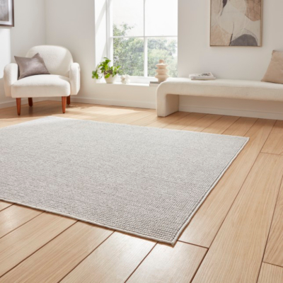 Think Rugs Boucle White/Grey Rectangle 120 x 170cm Polyester Boucle E6404, Green