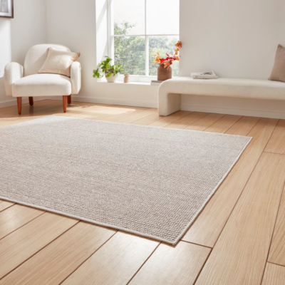 Think Rugs Boucle White/Brown Rectangle 160 x 230cm Polyester Boucle E6404, Green