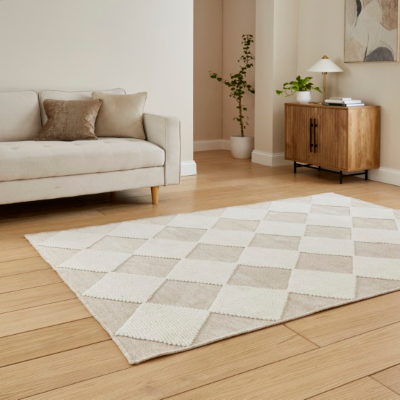 Think Rugs Lyna J0529 Beige/White Washable Rug 80 x 150cm, Brown
