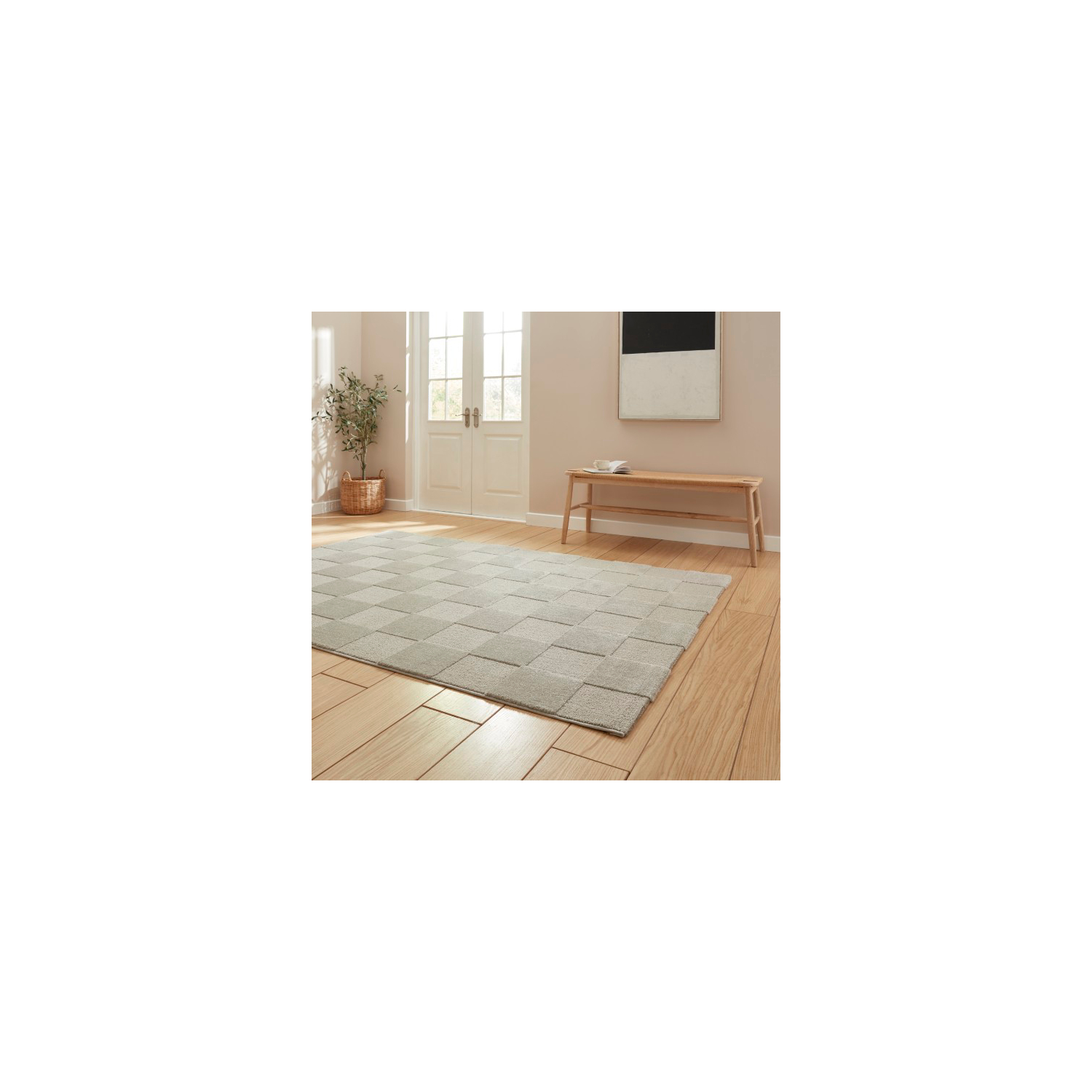 George Silver Think Rugs Elio Checkerboard Rug