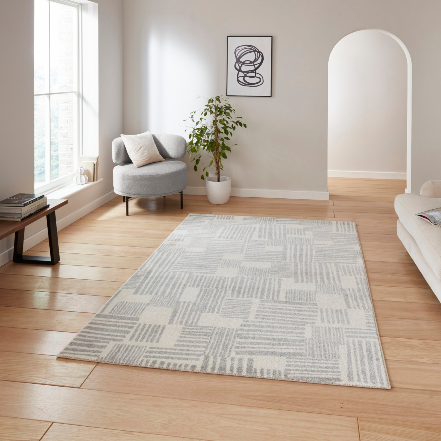Cat Grey Catherine Lansfield Blocks Modern Abstract Rug