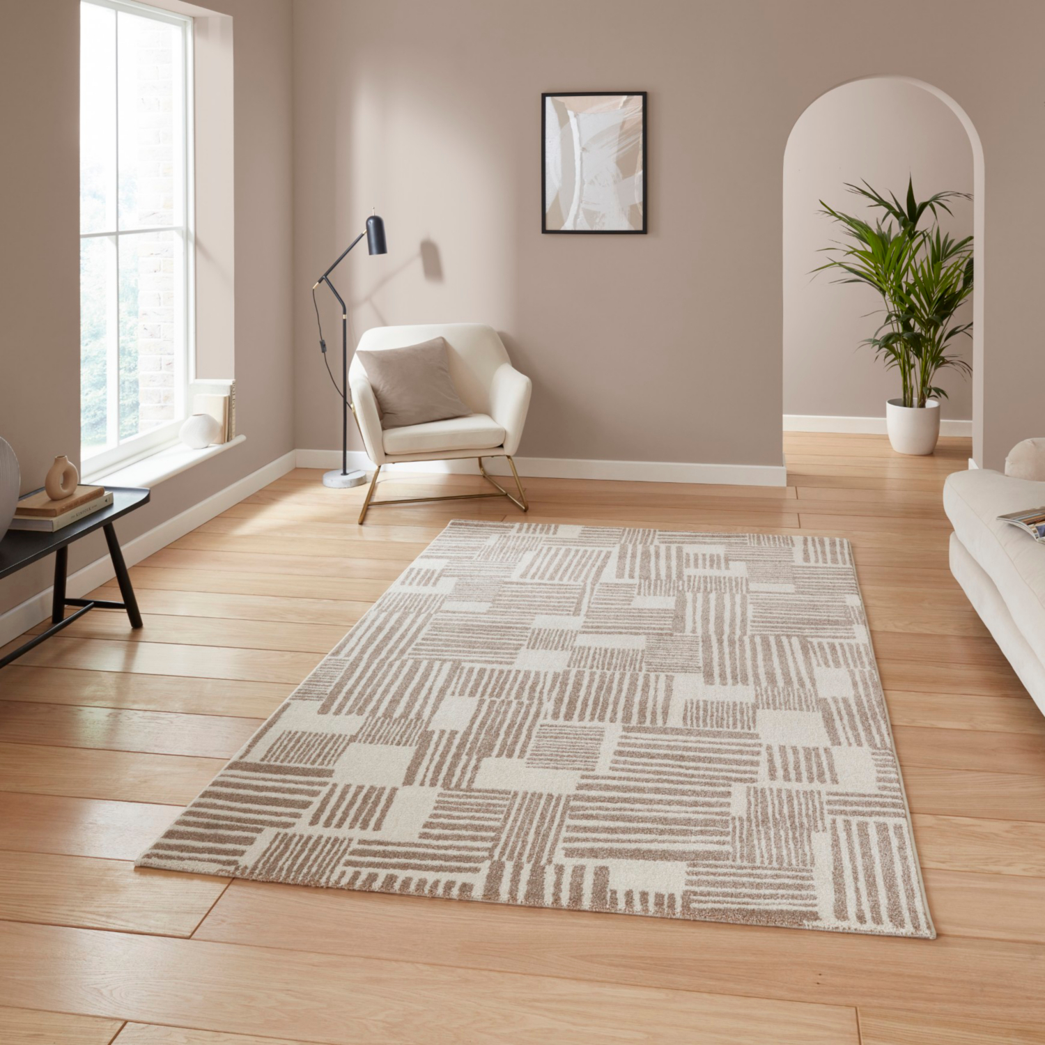 Cat Natural Catherine Lansfield Blocks Modern Abstract Rug