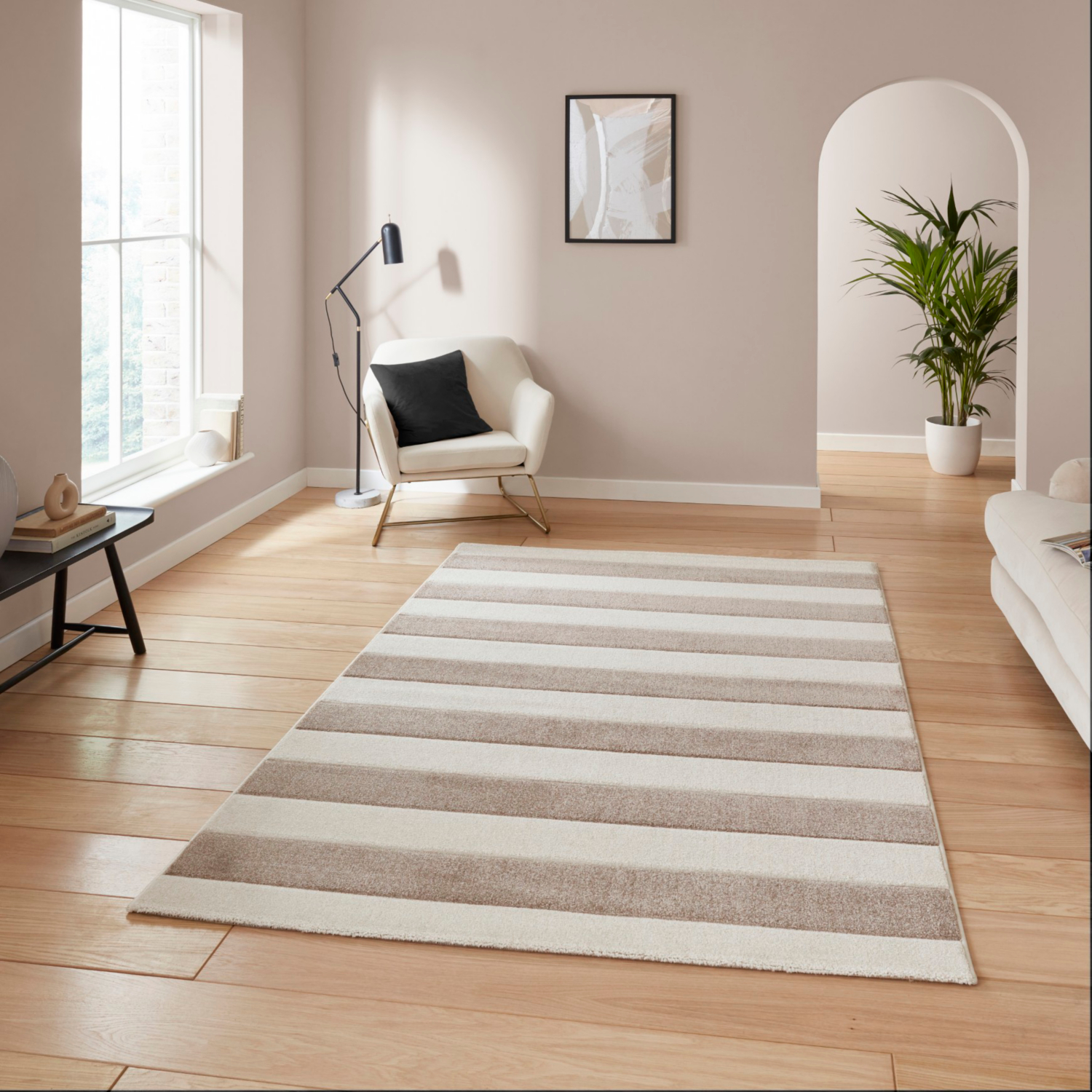 Cat Natural Catherine Lansfield Cove Stripe Modern Linear Rug