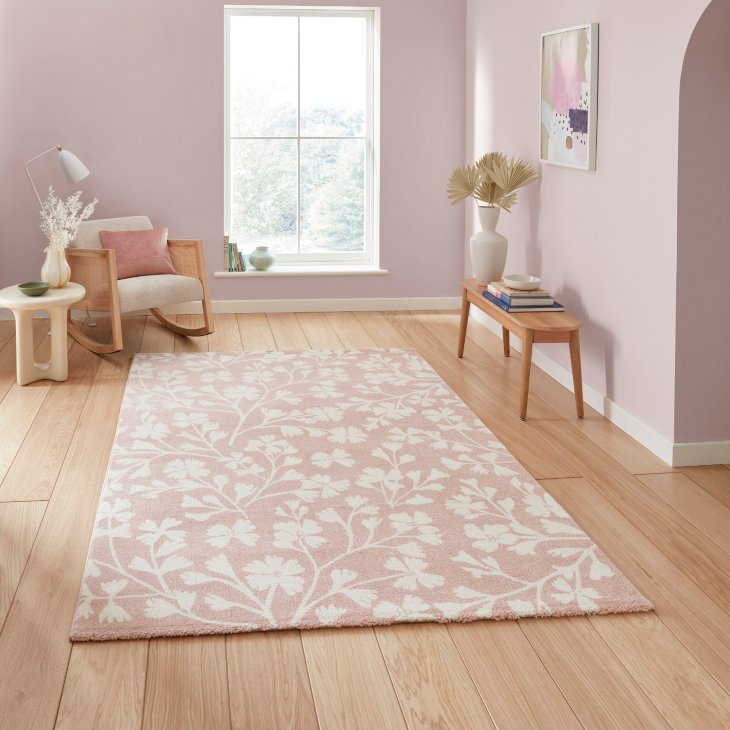 Cat Rose Catherine Lansfield Grace Floral Rug