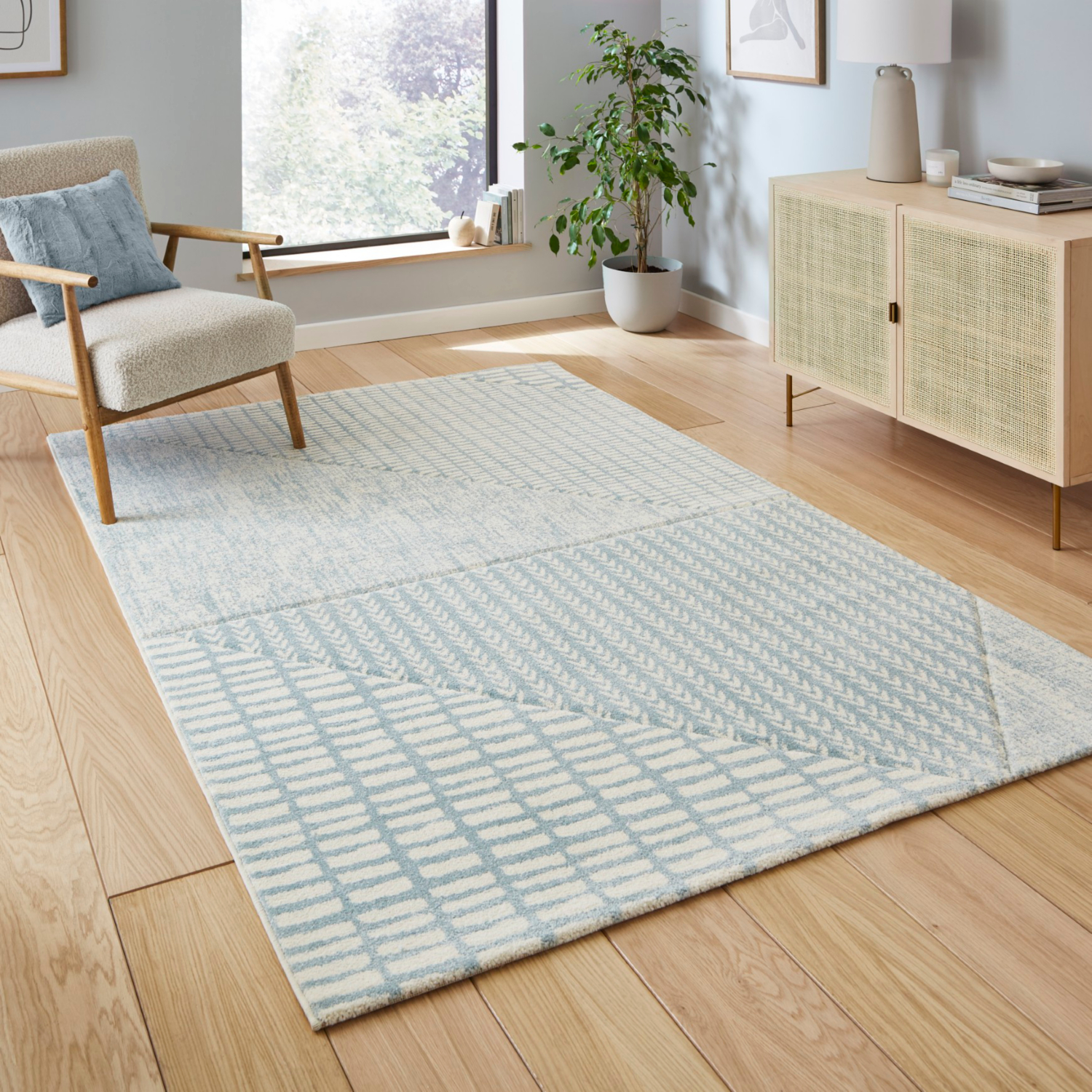 Cat Blue Catherine Lansfield Larsson Modern Abstract Rug