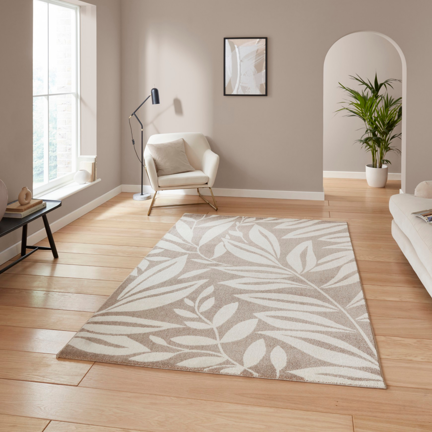 Cat Natural Catherine Lansfield Sorral Leaves Botanical Rug