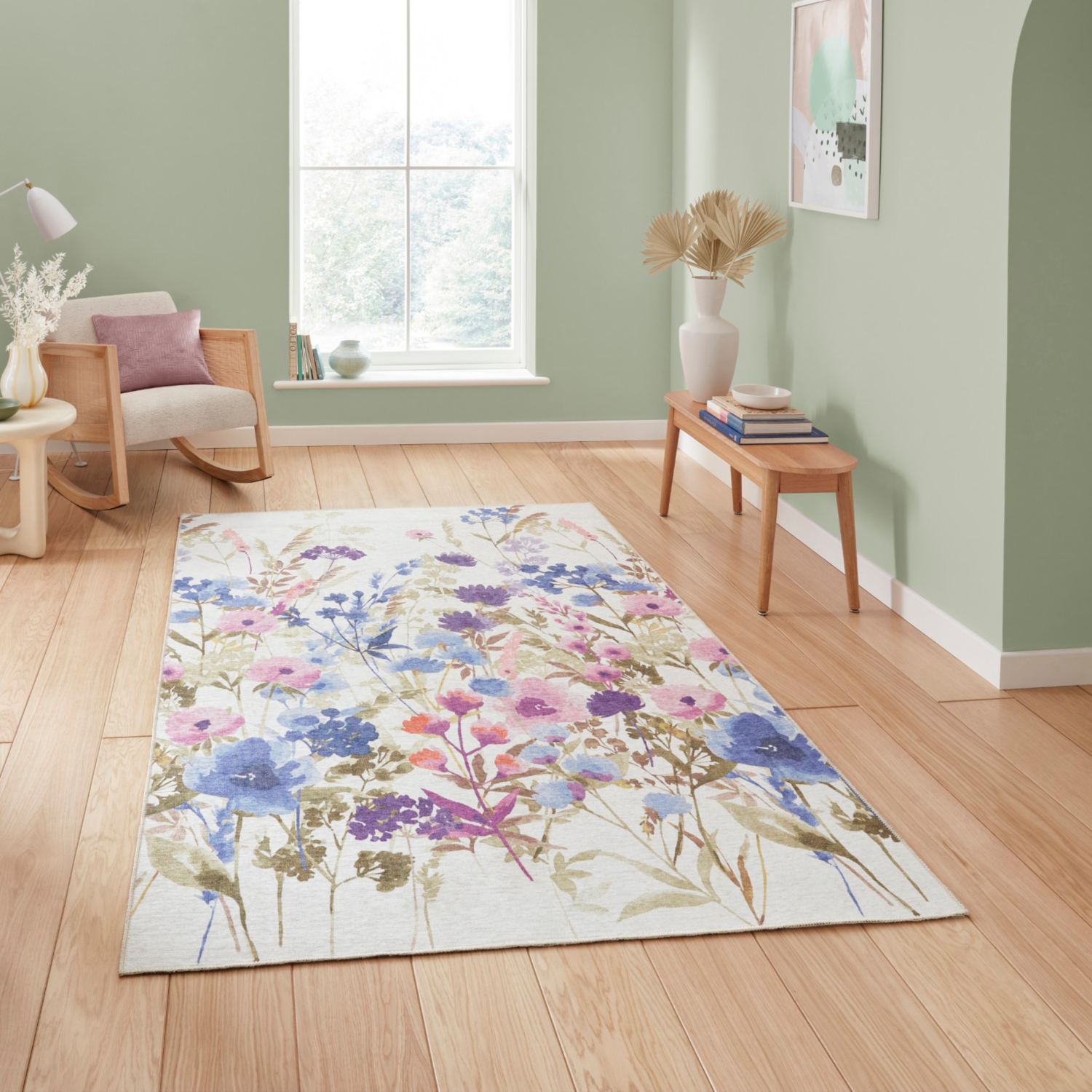 Cat Purple Catherine Lansfield Country Floral Rug