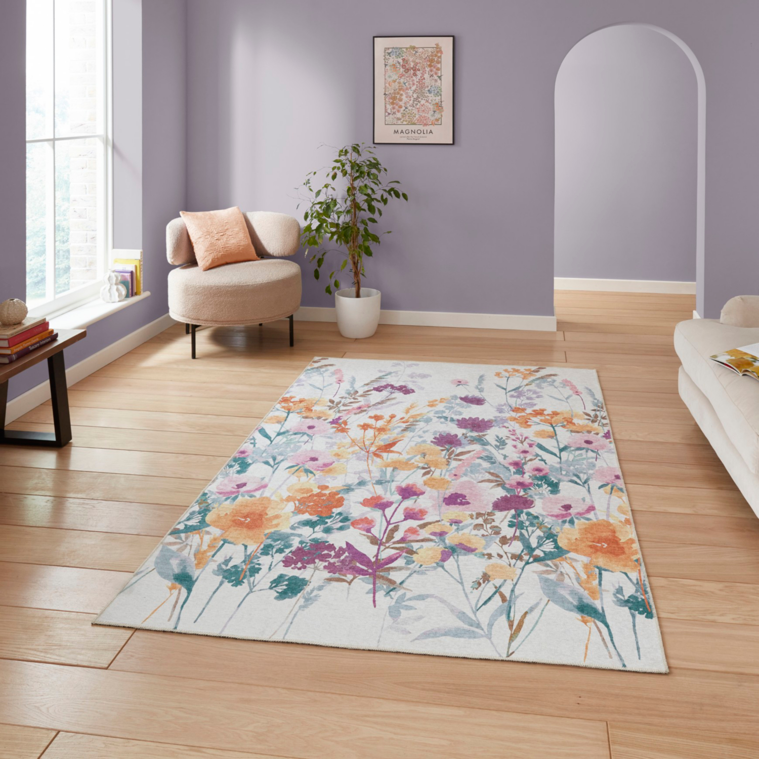 Cat Yellow Catherine Lansfield Country Floral Rug