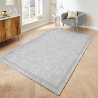 Catherine Lansfield Deco Peacock Silver Rug - 152x230 / Grey