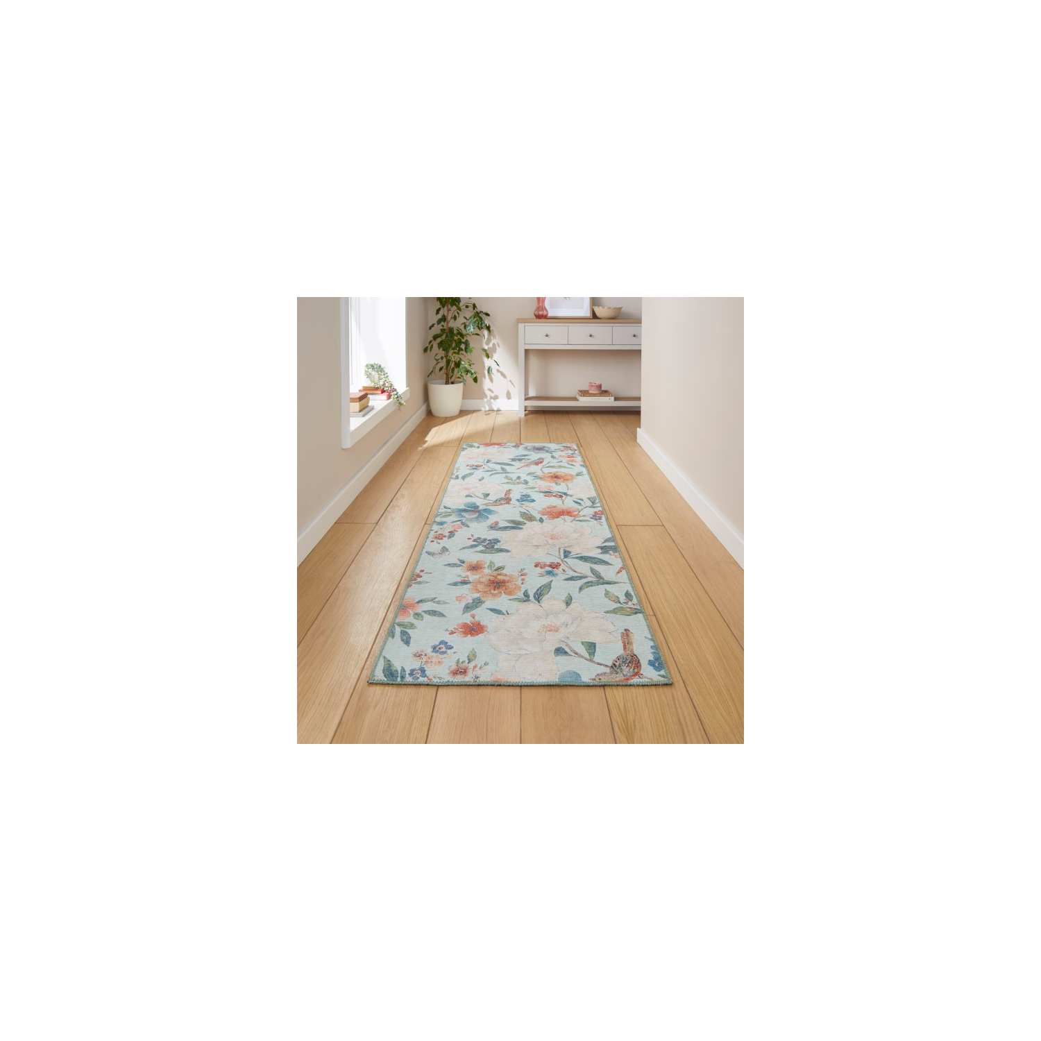 Cat Blue Catherine Lansfield Pipa Floral Rug