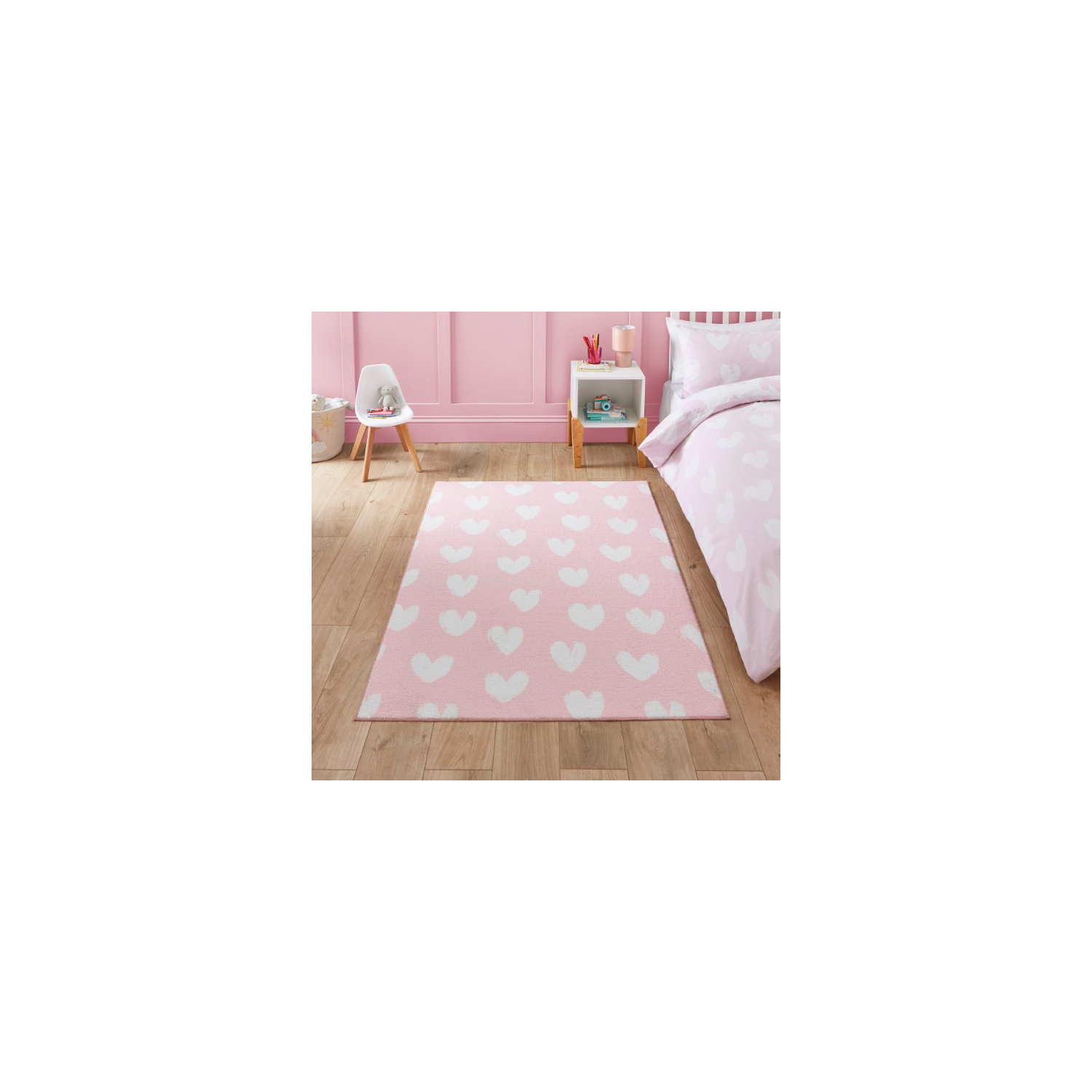 Cat Pink Catherine Lansfield Kids Heart Rug
