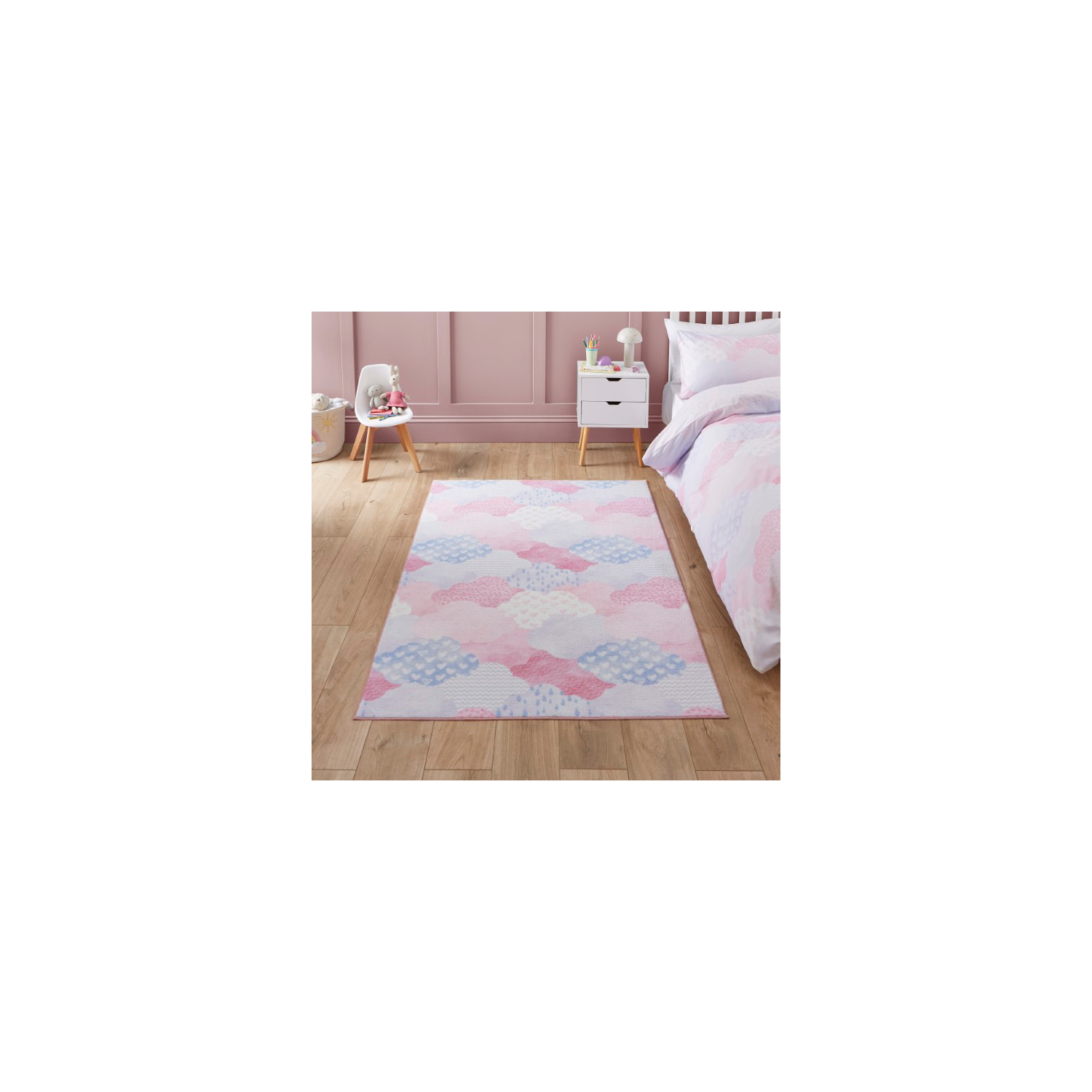 Cat Pink Catherine Lansfield Kids Soft Cloud Rug