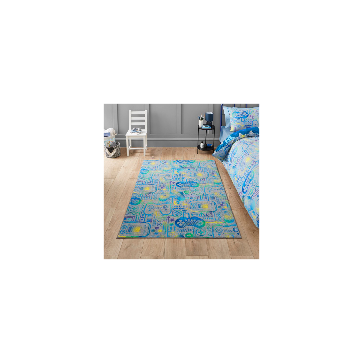 Cat Grey Catherine Lansfield Kids Gamer Rug