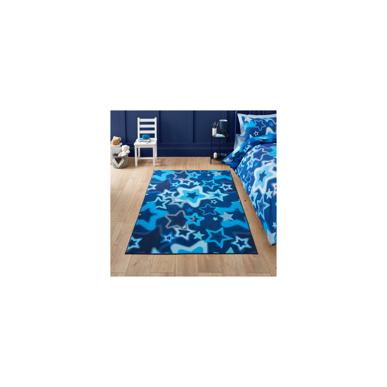 Cat Blue Catherine Lansfield Kids Ombre Stars Rug