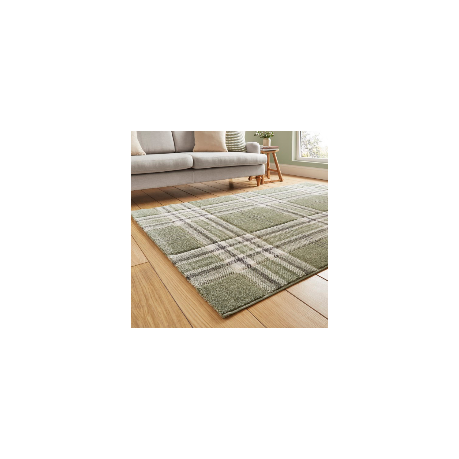 Cat Green Catherine Lansfield Kelso Check Rug