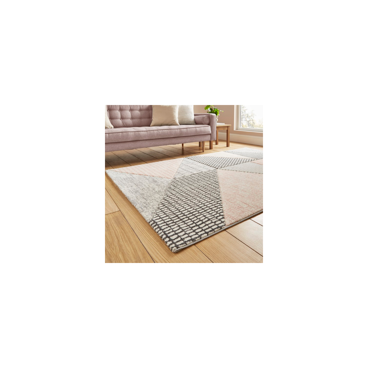 Cat Rose Catherine Lansfield Larsson Geo Rug