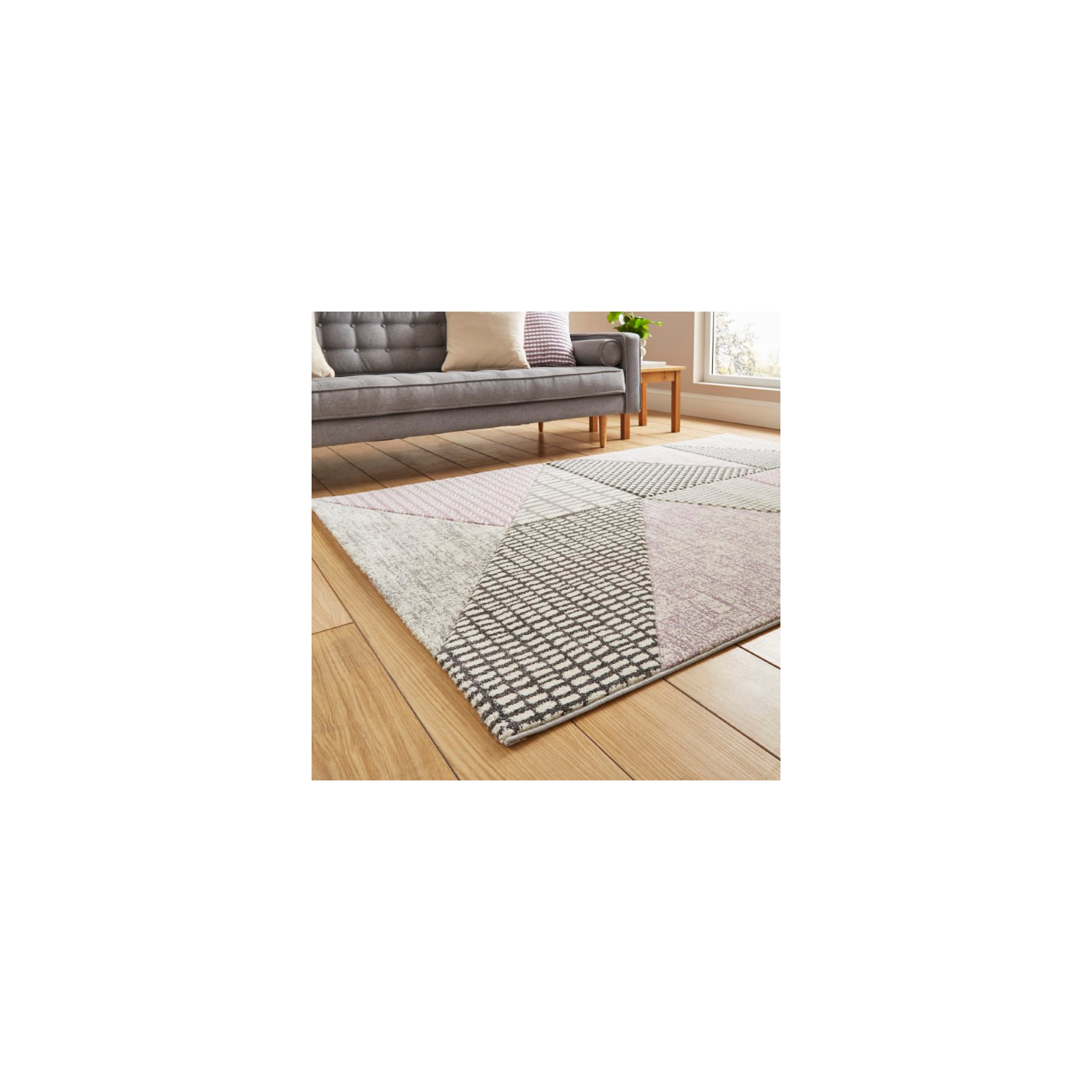 Cat Lilac Catherine Lansfield Larsson Geo Rug