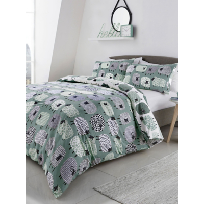 Dotty Sheep Duck Egg Blue Easy Care Duvet Set - Double / Blue