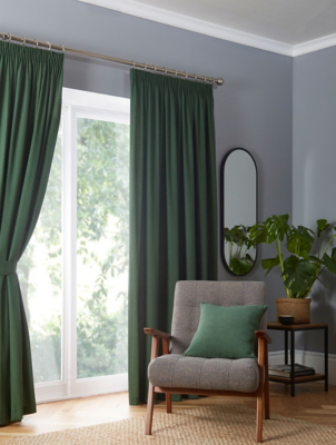 Fusion Dijon Bottle Green Blackout Pencil Pleat Curtains Home
