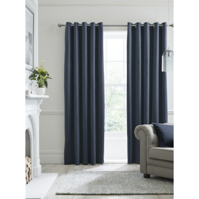 Laurence Llewelyn-Bowen Montrose' Velvet Blackout-Coated Pair of Eyelet Curtains in Navy | Size: 229Cm Width X 183Cm Drop