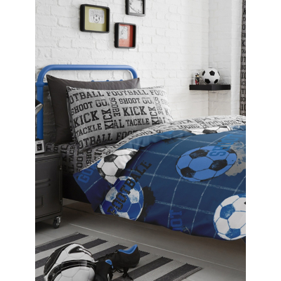 George Unisex Kids Blue Bedlam Football Themed Duvet Cover Set Single